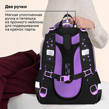 Ранец BRAUBERG SHINY, 2 отделения, с брелоком, "Милая мордочка", 38х28х14 см, 273142