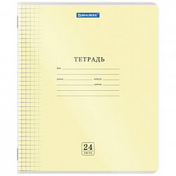 Тетрадь пластиковая обложка (прозрачная) 24 листа, клетка, BRAUBERG "Smart Cover", АССОРТИ (микс в спайке), 405036