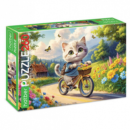 Пазл картонный "КОШАЧЬИ ЗАБАВЫ" 260 элементов АССОРТИ, 220х330 мм, HATBER