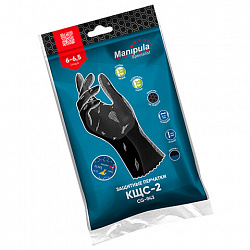 Перчатки латексные MANIPULA "КЩС-2", ультратонкие, размер 8-8,5, M (средний), черные, L-U-032/CG-943