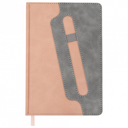 Блокнот А5 148x218 мм BRAUBERG "Assistant", под кожу, 80 листов, держатель, клетка, розовый, 118631