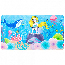 Коврик для ванны противоскользящий 70х40 см с печатью "Русалка", ПВХ, присоски, PRIMILA (ПРИМИЛА), 700371