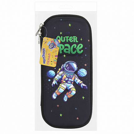 Пенал ЮНЛАНДИЯ, 1 отделение, карман, полиэстер/EVA, 22х10х5 см, "Outer space", 273192