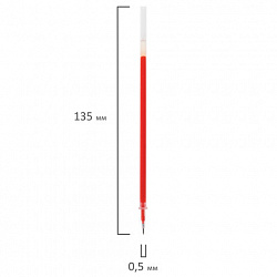 Стержень гелевый STAFF "Basic" GPR-229, 135 мм, КРАСНЫЙ, игольчатый узел 0,5 мм, линия 0,35 мм, 170230