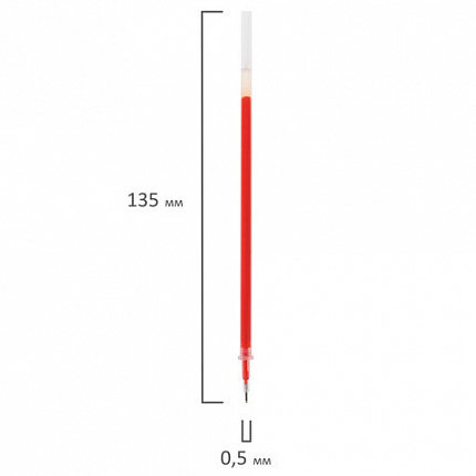 Стержень гелевый STAFF "Basic" GPR-229, 135 мм, КРАСНЫЙ, игольчатый узел 0,5 мм, линия 0,35 мм, 170230