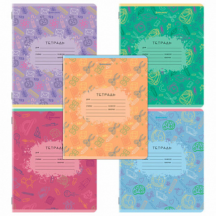 Тетрадь 12 л. BRAUBERG клетка, обложка картон, ПАТТЕРН, 107267