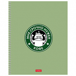 Тетрадь А5, 96 л., HATBER, спираль, клетка, рельефный картон, "Кофейные истории" (микс), 093664, 96Т5тВ1сп