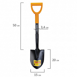 Лопата для авто и туризма, штыковая 15х20 см, ОБЩАЯ ДЛИНА 70 см, черенок сталь, V-ручка, RABBITEX (РАББИТЕКС) "STRONG METAL", 700483