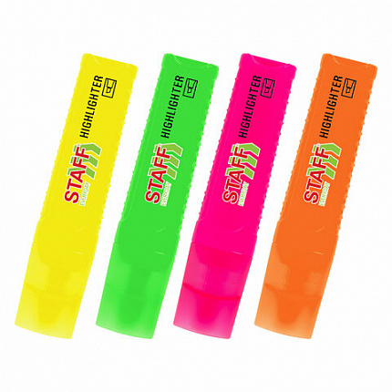 Набор текстовыделителей 4 НЕОНОВЫХ ЦВЕТА, STAFF "EVERYDAY HL-707", линия 1-5 мм, скошенный наконечник, 152548
