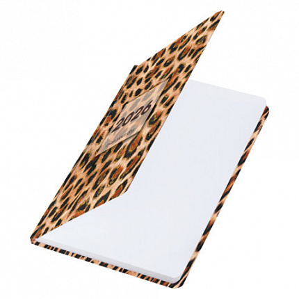 Ежедневник датированный 2026 с резинкой 145х203 мм, А5, BRAUBERG, твердый, фольга, "Леопард", 117334