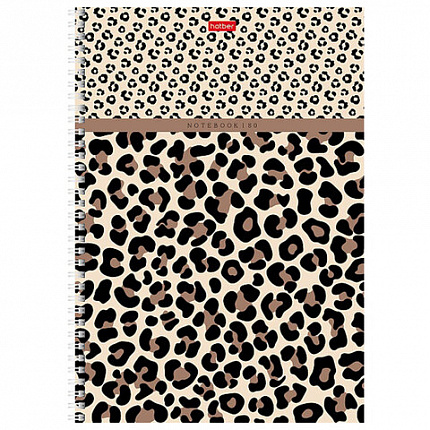Тетрадь А4, 80 л., HATBER, гребень, клетка, тиснение, "LEO-принт" (микс в спайке), 092755, 80Т4тВ1гр