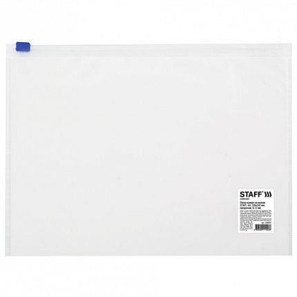 Папка-конверт на молнии А4 (230х333 мм), прозрачная, 0,12 мм, STAFF, 224979