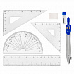 Готовальня BRAUBERG SCHOOL KIT, 8 предметов, циркуль 115 мм, чертежные принадлежности, металлический пенал со справочными материалами,210712