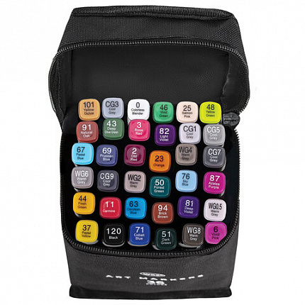 Маркеры для скетчинга двусторонние, НАБОР 36 шт., текстильный чехол, WBZ, 152572