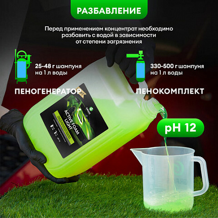 Автошампунь с активной пеной 5 кг, GRASS ACTIVE FOAM LIGHT, легкосмываемый, концентрат, 132101