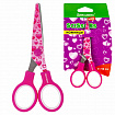 Ножницы 130 мм с цветной печатью "Сердечки", малиновые, закругленные, BRAUBERG KIDS, 232275