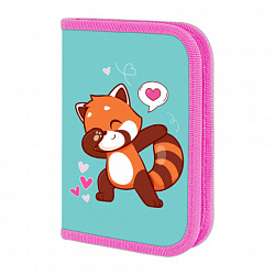 Пенал ПИФАГОР, 1 отделение, полиэстер, 19х13 см, "Red panda", 272283