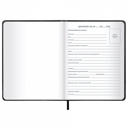 Дневник 1-11 класс 48 л., кожзам (твердая с поролоном), нашивка, BRAUBERG IGUANA, черный, 107225