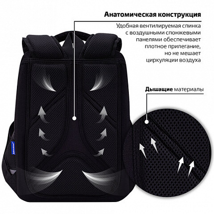 Ранец BRAUBERG LIGHT, 1 отделение, с брелоком, "Серый волк", 36х26х13 см, 273111