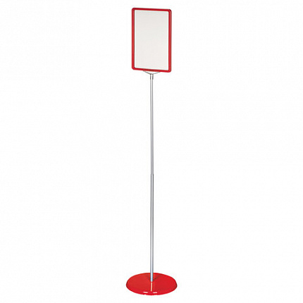 Стойка-инфодержатель напольная (ценникодержатель), 210x300 мм, А4, сталь, КРАСНАЯ, BRAUBERG, 291036