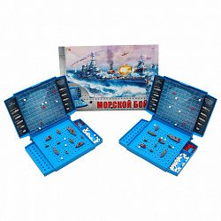 Игра настольная "Морской бой", игровое поле 2 шт., фишки, фигурки кораблей, РК, ИН-1760