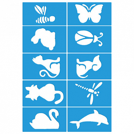 Аквагрим для лица и тела, 12 цветов (6 классических+3 неон+3 метал), 10 трафаретов, FUNSTER, 192575