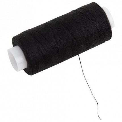 Нитки швейные 40 ЛШ, 200 м, полиэстер, НАБОР 20 шт., черные, в ПОДАРОК иглы, DEVELIA (Девелиа), 609622