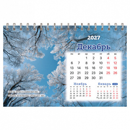 Календарь-домик настольный на гребне, 2027 г., BRAUBERG, 160х110 мм, 6 листов, "Времена года", 118462
