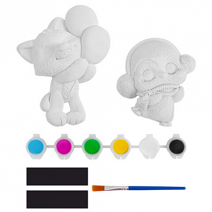 Фигурка-раскраска из гипса "С магнитом", с красками и кистью, ассорти, BRAUBERG KIDS, 666010