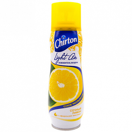 Освежитель воздуха аэрозольный 300 мл CHIRTON (Чиртон) Light Air "Сочный лимон", сухое распыление, 45620, 4607145645620