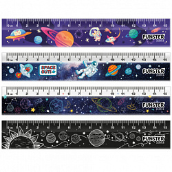 Линейки пластиковые 15 см FUNSTER, "КОСМОС", НАБОР 4 штуки, пенал, 210916