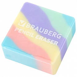 Ластик "PASTEL", 34х34х14 мм, квадратный, ассорти, ЭКО ПВХ, BRAUBERG, 273210