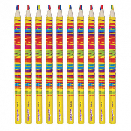 Карандаш с многоцветным грифелем, 1 шт., ЮНЛАНДИЯ "MAGIC", утолщенный, заточенный, туба, 181373