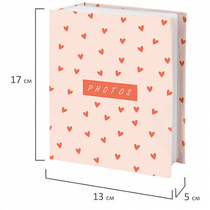 Фотоальбом BRAUBERG "Pink hearts" на 100 фото 10х15 см, твердая обложка, 391436