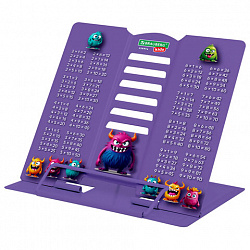 Подставка для книг и учебников BRAUBERG KIDS mini "Monsters" с таблицей умножения, регулируемый угол наклона, металлическая, 238976