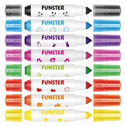 Фломастеры-штампы двусторонние FUNSTER (ФАНСТЕР) 8 цветов, ударопрочный наконечник, 152627