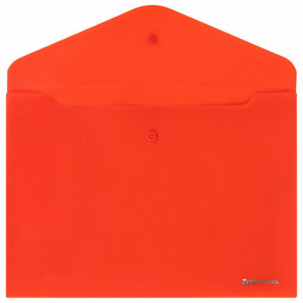 Папка-конверт с кнопкой BRAUBERG "SUPER", А4, матовая непрозрачная, красная, ПРОЧНАЯ 0,2 мм, 272878