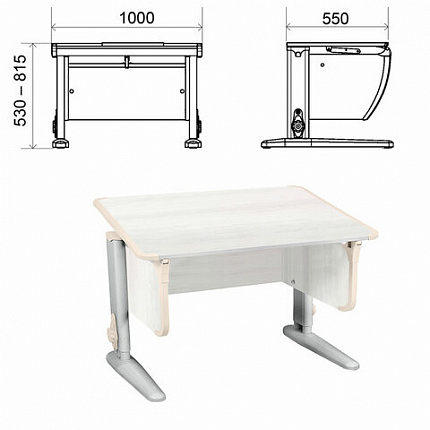 Стол-парта регулируемый "ДЭМИ" СУТ.43, 1000х550х530-815 мм, серый каркас, пластик бежевый, рамух белый (КОМПЛЕКТ)