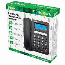 Телефон RITMIX RT-550 black, АОН, спикерфон, память 100 номеров, тональный/импульсный режим, 80001483