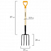 Вилы копальные стальные 19х28 см, ОБЩАЯ ДЛИНА 115 см, деревянный черенок, V-ручка, RABBITEX (РАББИТЕКС) "STANDARD", 700492