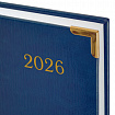 Ежедневник датированный 2026, А5, 138x213 мм, BRAUBERG "Senator", под кожу, синий, 117091