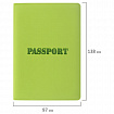 Обложка для паспорта, мягкий полиуретан, "PASSPORT", салатовая, STAFF, 237607