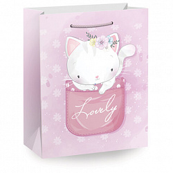 Пакет подарочный (1 штука) 26х13х32 см (L), "Lovely Animals", ассорти, глиттер, ЗОЛОТАЯ СКАЗКА, 700816