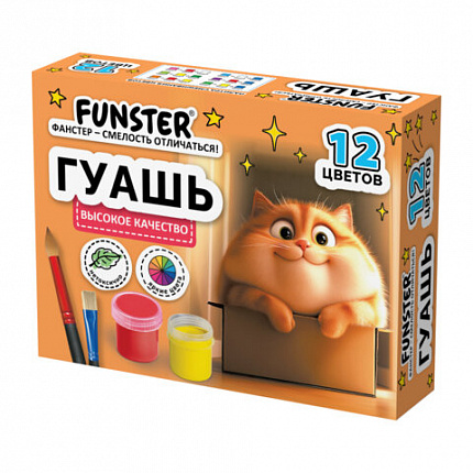 Гуашь FUNSTER, 12 цветов по 15 мл, ассорти дизайнов, 192824