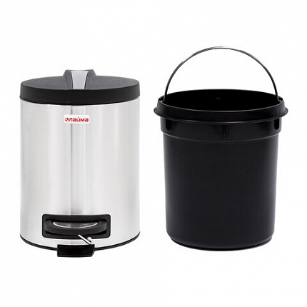 Ведро мусорное с педалью 5 литров "Modern", МАТОВОЕ, нержавеющая сталь, со съемным внутренним ведром, LAIMA, 606301