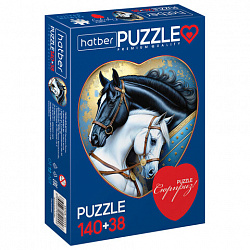 Пазл картонный 2 в 1 "ДВА СЕРДЦА" Premium, 140 + 38 элементов, ассорти, размер поля 270х280 мм, 100х110 мм, HATBER