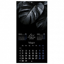 Календарь настенный перекидной 2026 г., BRAUBERG, 12 листов, 28,5х28,5 см, "Black esthetic", 116927