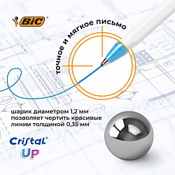 Ручки шариковые BIC "Cristal Up Fun", НАБОР 4 ЦВЕТА (салатовый, розовый, фиолетовый, голубой), узел 1 мм, линия 0,32 мм, блистер, 949870