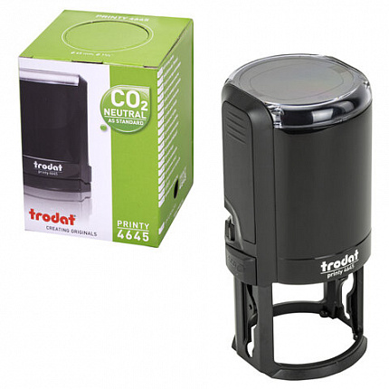 Оснастка для печатей, оттиск D=45 мм, синий, TRODAT 4645, корпус черный, крышка, подушка