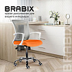 Кресло BRABIX "Wings MG-306", пластик белый, хром, сетка, серое/оранжевое, 532011
